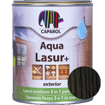 Lazura pentru lemn de exterior Caparol Aqua Lasur +, abanos, 0,75 l