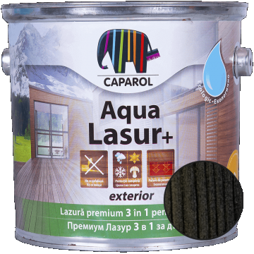 Lazura pentru lemn de exterior Caparol Aqua Lasur +, abanos, 2,5 l