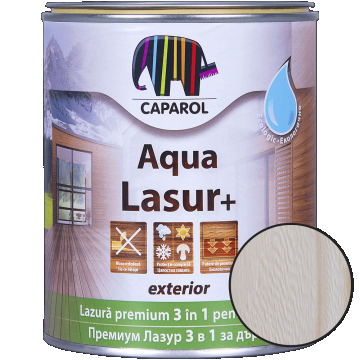 Lazura pentru lemn de exterior Caparol Aqua Lasur +, alb, 0,75 l