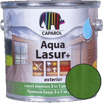 Lazura pentru lemn de exterior Caparol Aqua Lasur +, verde, 2,5 l