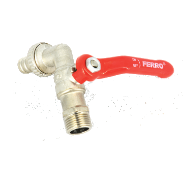 Robinet sfera dublu serviciu KC1 Ferro, filet exterior, alama, argintiu, maner, 1/2