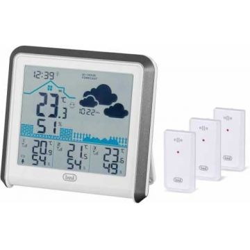 Statie meteo interior exterior, 3 senzori externi, alb-gri, Trevi