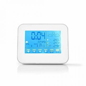 Statie meteo Nedis, senzor wireless, ceas cu alarma, prognoza meteo, alb