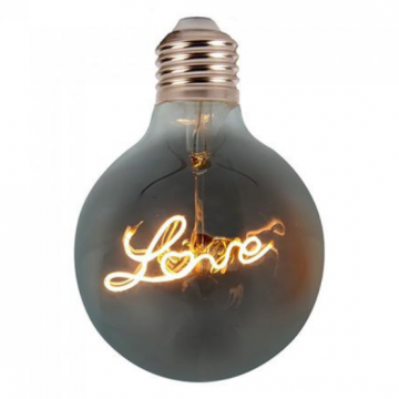 Bec LED cu filament SKU-2700 Model Love G125 E27 5W 2200K lumina alba calda