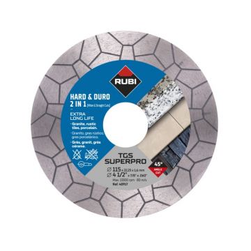 Disc diamantat pt. materiale foarte dure 2in1 pentru taiat si slefuit, 115mm, TGS 115 SuperPro - RUBI-40917