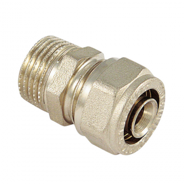 Racord compresie drept Tiemme, filet exterior, alama, auriu, 20 mm x 1/2