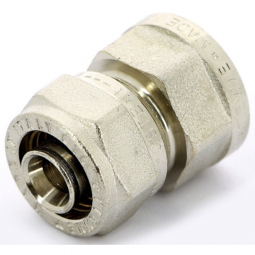 Racord compresie drept Tiemme, filet interior, alama, argintiu, 26 mm, 3/4