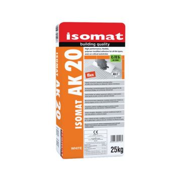 Adeziv flexibil Isomat AK-20, interior/exterior, alb, 25 kg