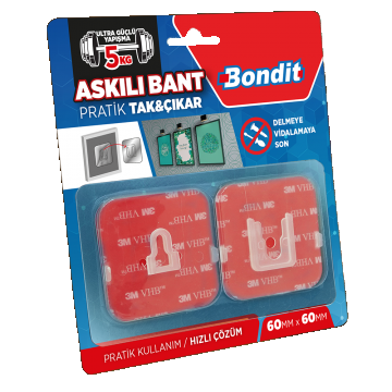 Banda adeziva Bondit, tip carlig, detasabila, 60 x 60 mm