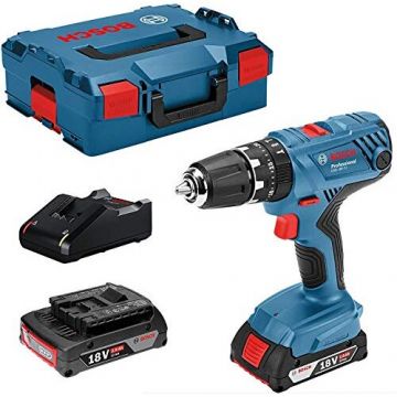 Bosch cordless drill driver GSR 18V-21 Professional solo, 18Volt (blue / black, L-BOXX, 2x Li-ion battery 2.0Ah)