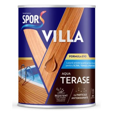 Lac antiderapant terase Spor Villa Yacht, pe baza de apa, interior/exterior, incolor,  2.5 l