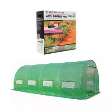 Pachet solar gradina, sera legume 10x3x2 m + Kit sistem de irigare prin picurare, maxim 50 mp