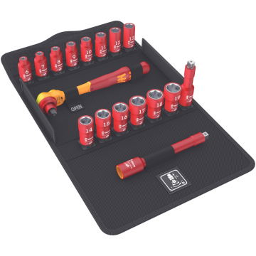 Set cheie cu clichet 8100 SB VDE Zyklop si tubulare izolate 17 piese, Wera 05004970001