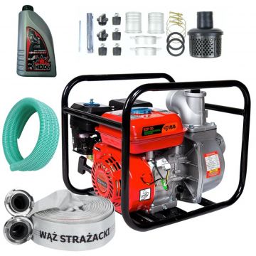 Set Motopompa apa BZP-30, 3 toli, 1000 l/min, 6.5CP, furtun ref. 20m, furtun abs. 8m, Ulei Motor 4 Timpi, IBO Polonia