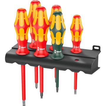 160 i/168 i/6 screwdriver set Kraftform Plus Series 100 + rack (red/yellow, 6 pieces, with laser tip)