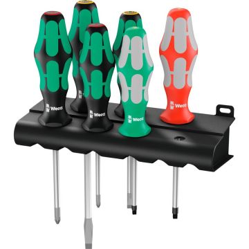 334/368/6 screwdriver set Kraftform Plus + Rack (black/green, 6 pieces, with Lasertip)