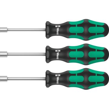 395 HO/3 sanitary socket wrench screwdriver set (black/green, 3-piece, with hollow shaft)