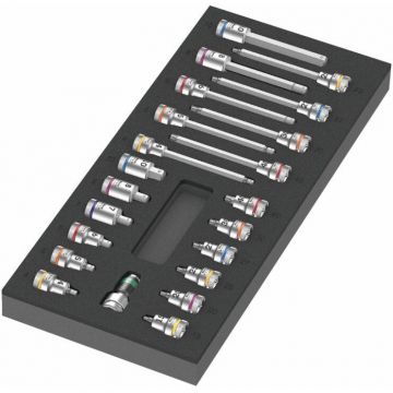 9723 foam insert Zyklop B 3/8 bit socket set 1, 22 pieces, tool set (black/grey, in foam insert for workshop trolley)