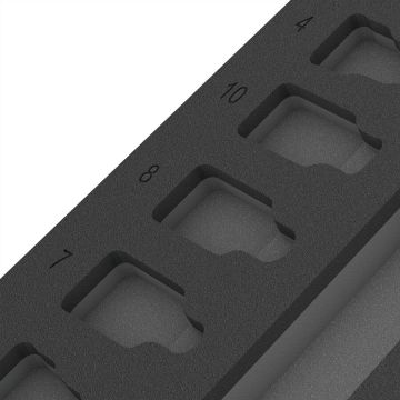 9823 foam insert for Zyklop B 3/8 bit socket set 1, empty (black/grey, for Tool Rebel workshop trolley)