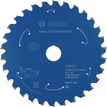 Bosch circular saw blade Expert for Stainless Steel, 140mm, 30Z (bore 20mm, for cordless hand-held circular saws)