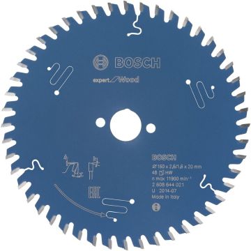 Bosch circular saw blade Expert for Wood,  160mm, 48Z (bore 20mm)