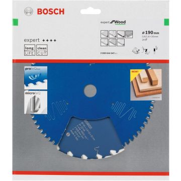 Bosch circular saw blade Expert for Wood, 190mm, 24Z (bore 20mm, for hand-held circular saws)
