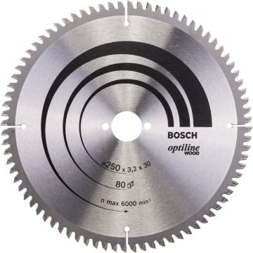 Bosch circular saw blade Optiline Wood, 250mm, 80T