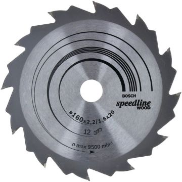 Bosch circular saw blade Speedline Wood, 160mm, 12Z (bore 20mm, for circular saws)