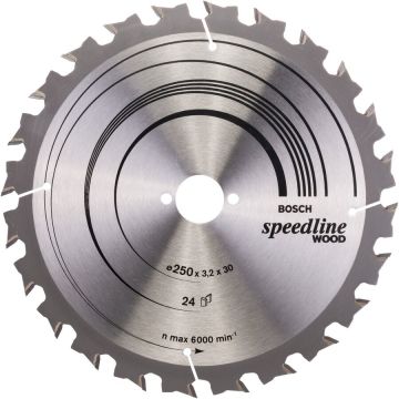Bosch circular saw blade Speedline Wood, 250mm, 24Z (bore 30mm, for table saws)