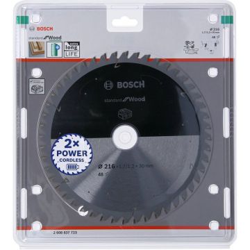 Bosch circular saw blade Standard for Wood, 216mm, 48Z (bore 30mm, for cordless chop saws)