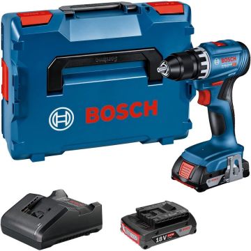 Bosch Cordless Drill GSR 18V-45 Professional, 18V (blue/black, 2x Li-Ion battery 2.0Ah, in L-BOXX)