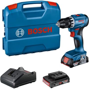 Bosch Cordless Drill GSR 18V-45 Professional, 18V (blue/black, 2x Li-Ion battery 2.0Ah, in L-Case)