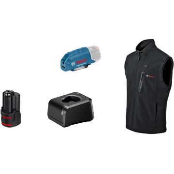 Bosch Heat+Jacket GHV 12+18V kit size 2XL, work clothing (black, incl. charger GAL 12V-20 Professional, 1x battery GBA 12V 2.0Ah)