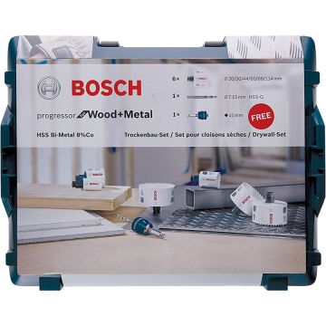 Bosch Hole saw set Progressor for Wood & Metal, 8 pieces (L-BOXX)