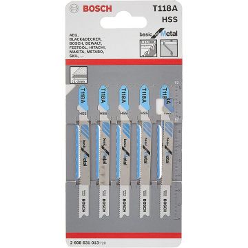 Bosch jigsaw blade T 121 AF Speed for Metal, 92mm (5 pieces)