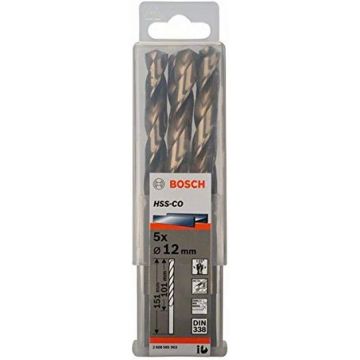 Bosch Metal twist drill HSS-Co, DIN 338,  12.0mm (5 pieces, working length 101mm)