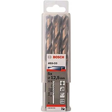 Bosch Metal twist drill HSS-Co, DIN 338,  12.5mm (5 pieces, working length 101mm)