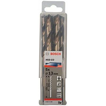 Bosch Metal twist drill HSS-Co, DIN 338,  13.0mm (5 pieces, working length 101mm)