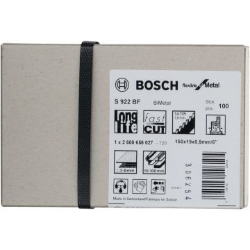 Bosch reciprocating saw blade S 922 BF Flexible for Metal, 100 pieces (length 150mm)