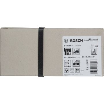 Bosch saber saw blade S 1022 HF Flexible for Wood and Metal, 100 pieces (length 200mm)