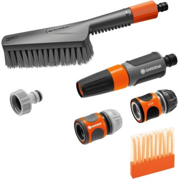 Cleansystem basic equipment with hand brush S soft, washing brush (grey/orange, incl. 10 soap sticks, cleaning syringe, connector)