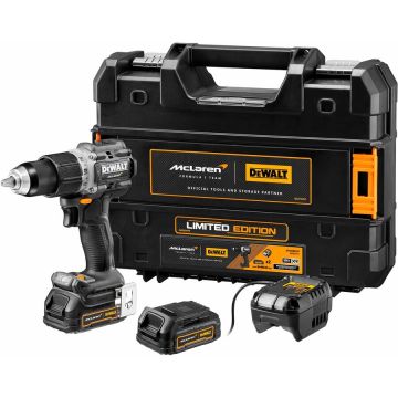 cordless combi drill DCD85ME2GT, 18 volts, in McLaren design (grey/black, 2x POWERSTACK Li-Ion batteries 1.7 Ah, in T STAK box)