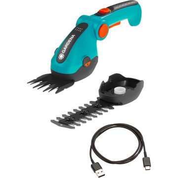 Cordless Grass Shears ComfortCut Li, 3.6 volts, set with shrub blade (turquoise/black, Li-ion battery 3.0 Ah)