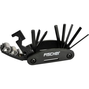 FISCHER bicycle multifunction tool, folding tool, 15-piece, tool set (black)