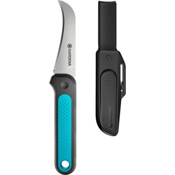 Harvesting Knife VeggieCut (grey/turquoise, incl. belt holster with integrated sharpening stone)