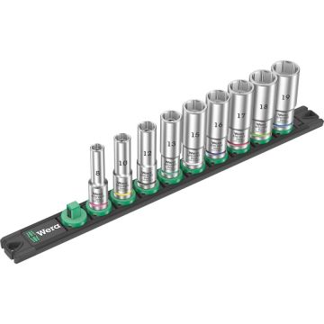 Magnetic socket strip B Deep 1 Socket set 3/8 (black/green, 9-piece)