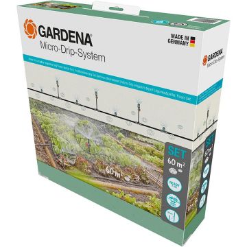 Micro-Drip-System drip irrigation set vegetable/flower bed 60m2, dripper (black/grey, model 2023)