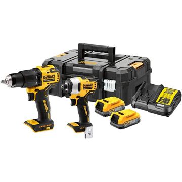 POWERSTACK battery combo pack DCK2062E2T, 18 volts, with impact wrench, impact drill (yellow/black, 2x POWERSTACK Li-Ion battery 1.7 Ah, in T STAK Box II)
