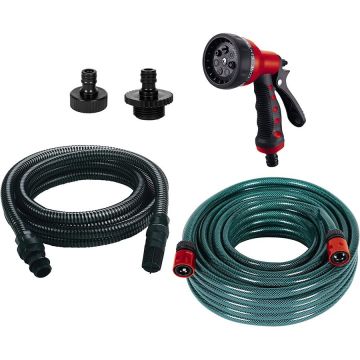 Pump accessory set suction and pressure side (OFP), 5 pieces, hose (20 meters, with garden spray)