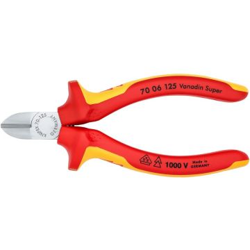 side cutters VDE insulated 70 06 125, cutting pliers (red/yellow, length 125mm)
